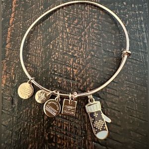 Alex and Ani Rose Gold Christmas Mitten Bangle Charm Bracelet